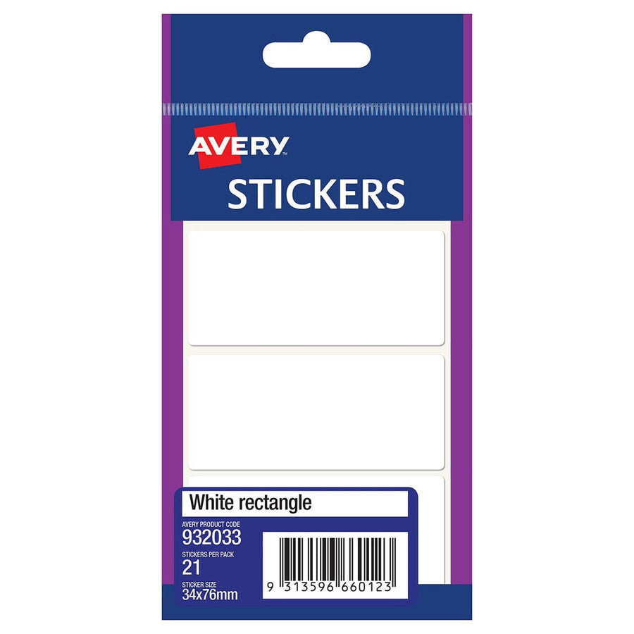 Avery Label White Rectangle 34x76mm 3up 7 Sheets