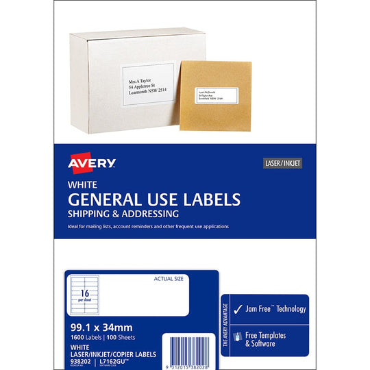 Avery Label L7162 General Use A4 16up 100 Sheets 99x34mm