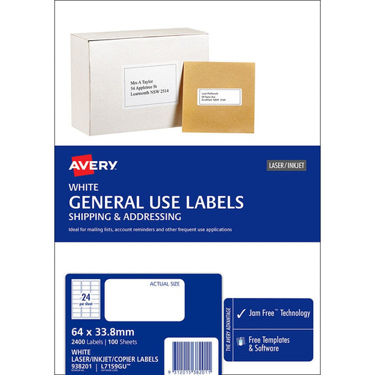 Avery Label L7159 General Use 64x33.8mm 24up 100 Sheets