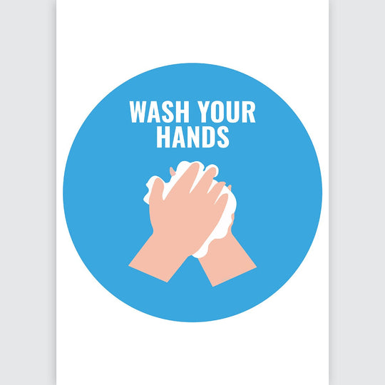 Avery Pre-Printed Self-Adhesive Sign Wash Your Hands Round 20cm 5 Sheets