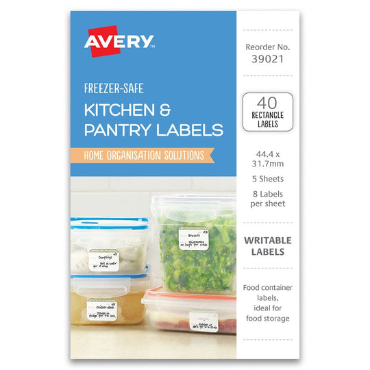 Avery Kitchen & Pantry Freezer Safe Labels Gingham 44x31mm 8up 5 Sheets