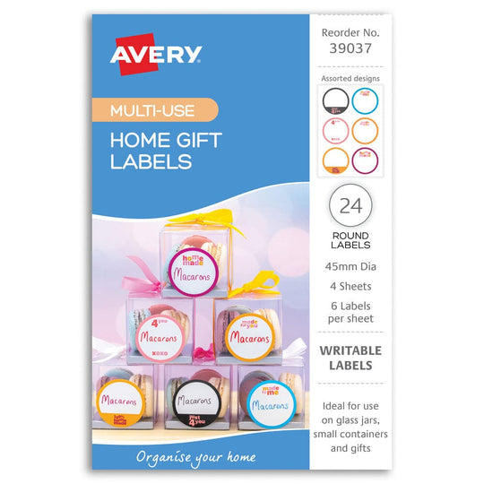 Avery Home Gift Labels 45mm Dia 6up 4 Sheets