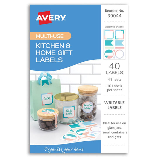 Avery Kitchen & Home Gift Labels Pastel Assorted 10up 4 Sheets