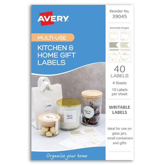 Avery Kitchen & Home Gift Labels Neutral Assorted 10up 4 Sheets