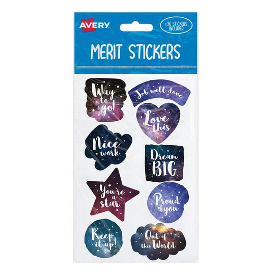 Avery Merit Stickers Cosmos 36 Pack