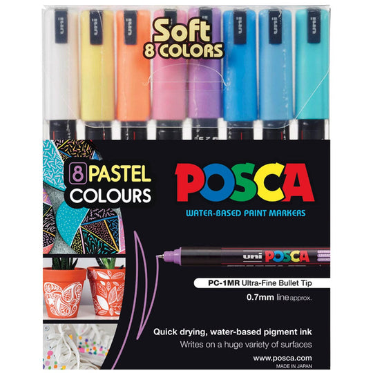 Uni Posca Marker 0.7mm 8 Piece Soft Colours PC-1MR