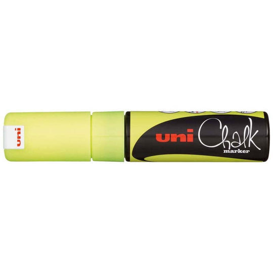Uni Chalk Marker 8.0mm Chisel Tip Fluoro Yellow PWE-8K