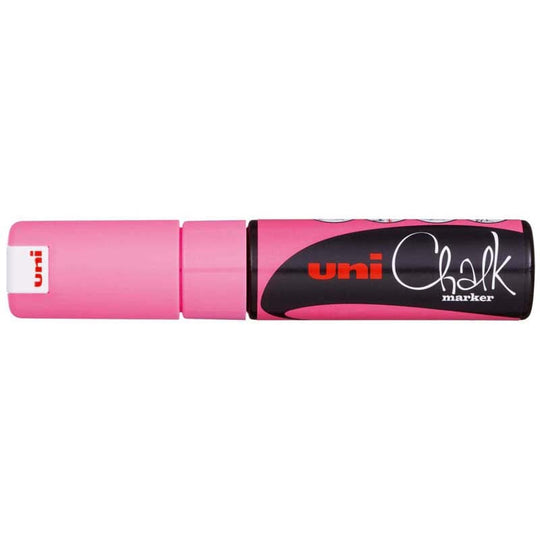 Uni Chalk Marker 8.0mm Chisel Tip Fluoro Pink PWE-8K