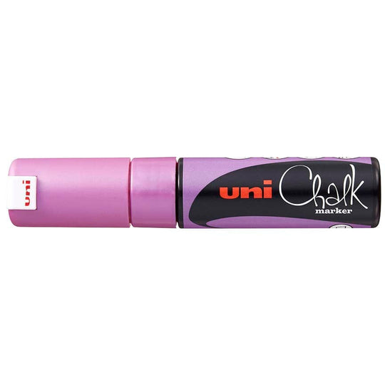 Uni Chalk Marker 8.0mm Chisel Tip Metallic Pink PWE-8K
