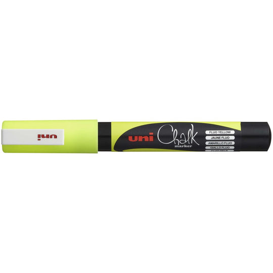 Uni Chalk Marker 0.9-1.3mm Bullet Tip Fluoro Yellow PWE-3MS