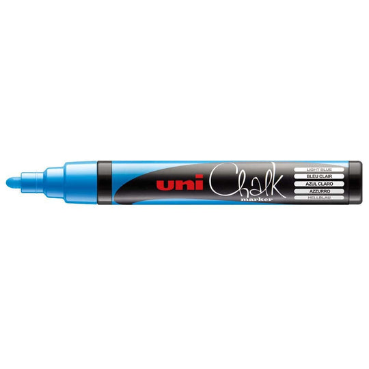 Uni Chalk Marker 1.8-2.5mm Bullet Tip Light Blue PWE-5M