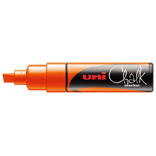 Uni Chalk Marker 8.0mm Chisel Tip Fluoro Orange PWE-8K