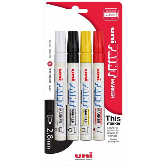 Uni Paint Marker 2.8mm Bullet Tip 4 Pack Colours PX-20