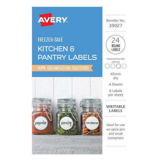 Avery Assorted Freezer Labels A6 Circle 45mm 6up 4 Sheets