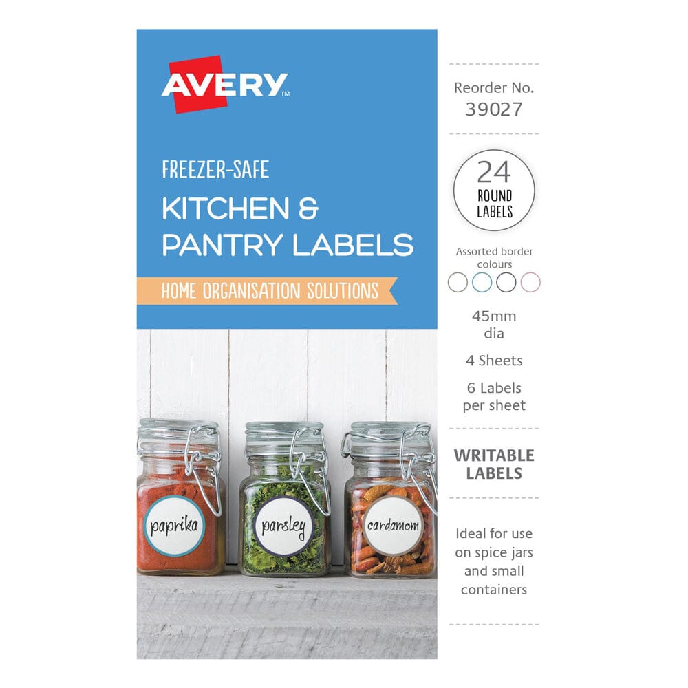 Avery Assorted Freezer Labels A6 Circle 45mm 6up 4 Sheets