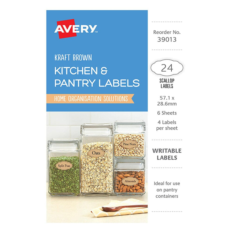 Avery Kitchen & Pantry Labels Kraft Scallop 57.1x28.6mm 4up 6 Sheets