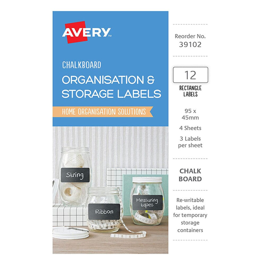 Avery Chalkboard O&S Labels - A6 Rect 95x45mm 12up 4 Sheets