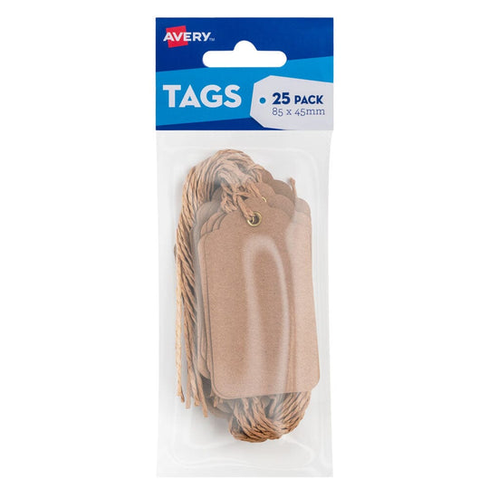 Avery Kraft Brown Scallop Tags 85x45mm 25 pack