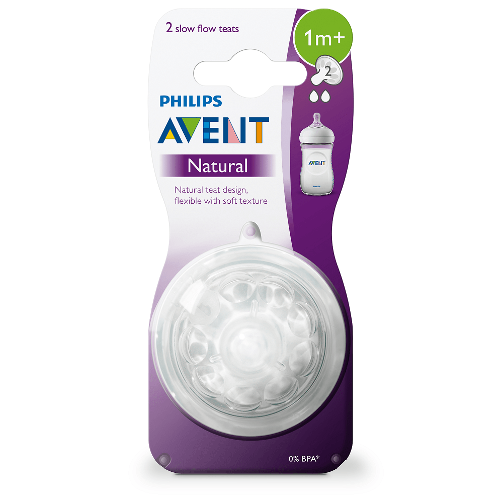 Philips Avent Natural Teat Slow Flow 2pk