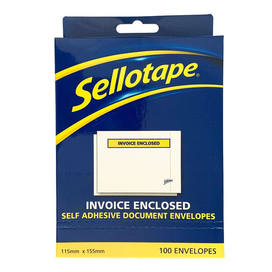 Sellotape Labelopes Invoice Enclosed 115x155mm 100/Pkt
