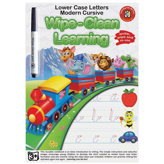 LCBF Wipe Clean Learning Book Lower Case Letter NZ Modern Cursive w/Marker