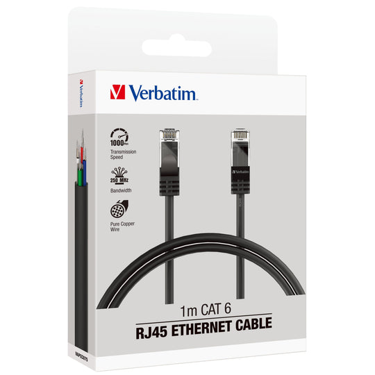 Verbatim Essentials Ethernet Cable CAT 6 1m Black
