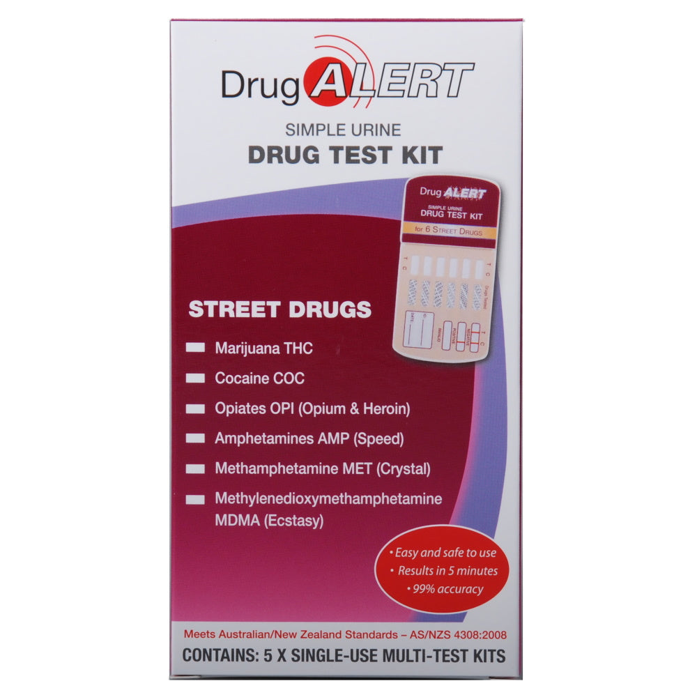 Drug Alert Simple Urine Drug Test Kit - Street Drugs (5's)