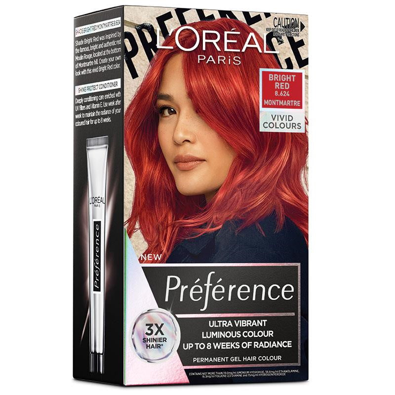 L'Oréal Paris Préférence VIVIDS Permanent Gel Hair Colour - Bright Red 8.624 Montmartre