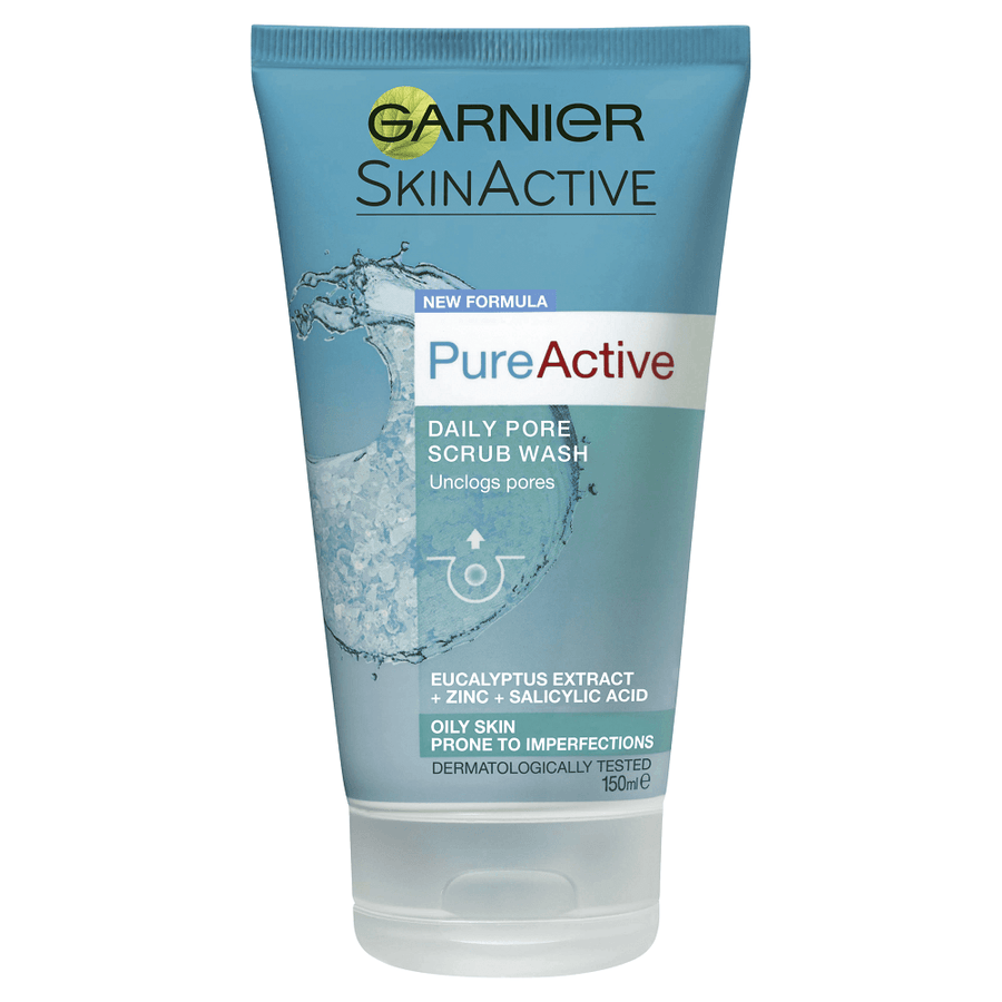 GARNIER SkinActive Pure Active Daily Pore Scrub Wash 150mL