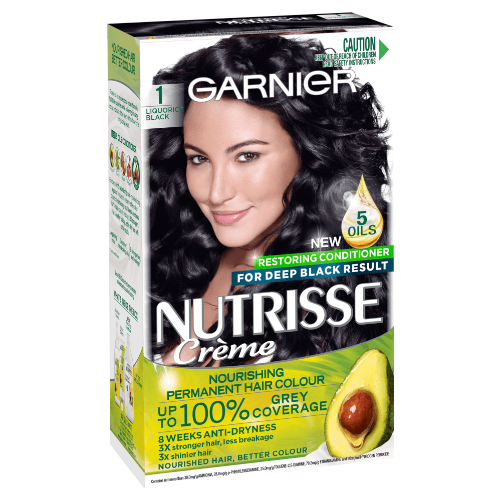 GARNIER Nutrisse Nourishing Permanent Hair Colour - 1 Liquorice Black