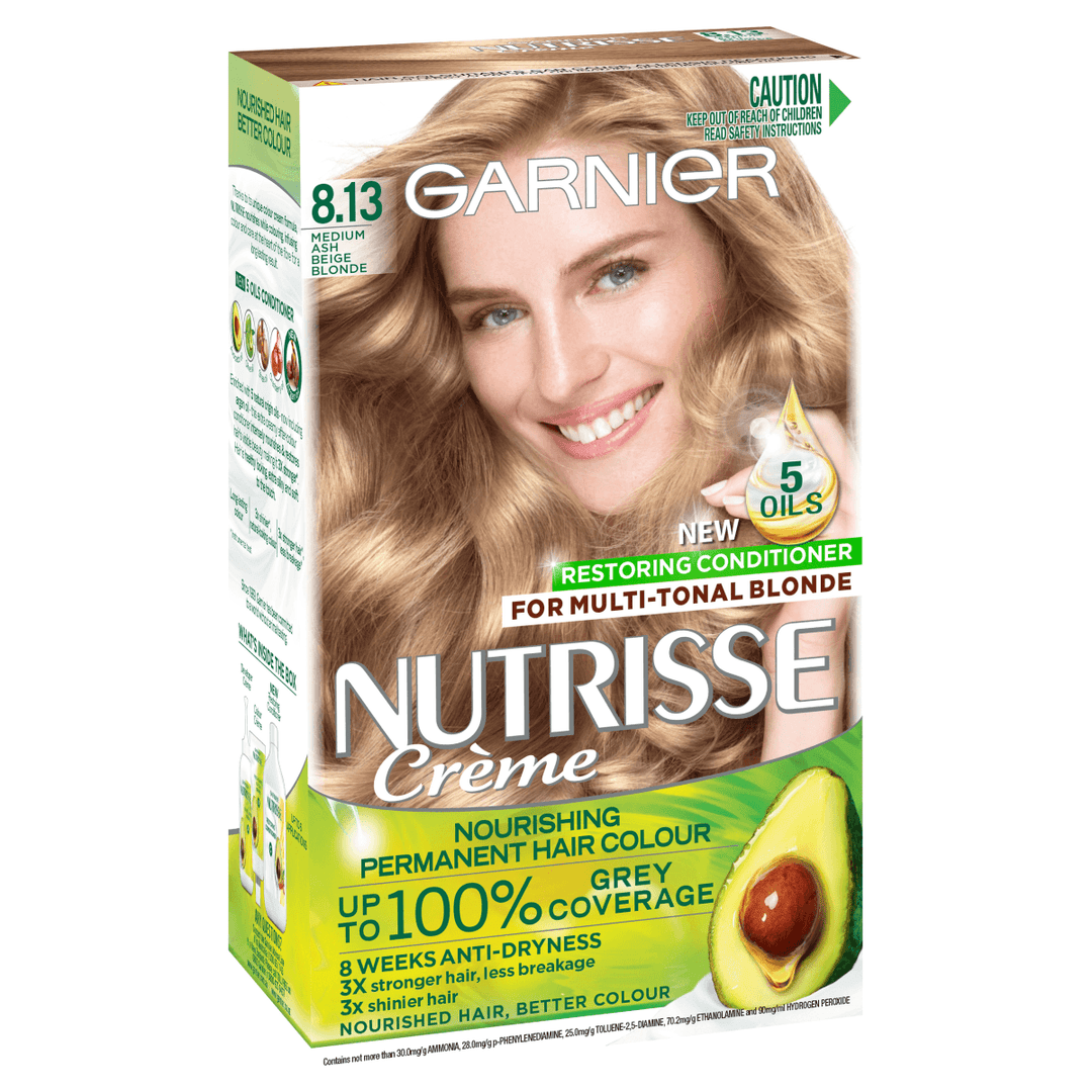 GARNIER Nutrisse Nourishing Permanent Hair Colour - 8.13 Medium Ash