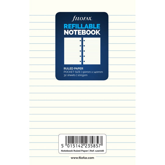 Filofax Notebook Pocket Notes Ruled Refill