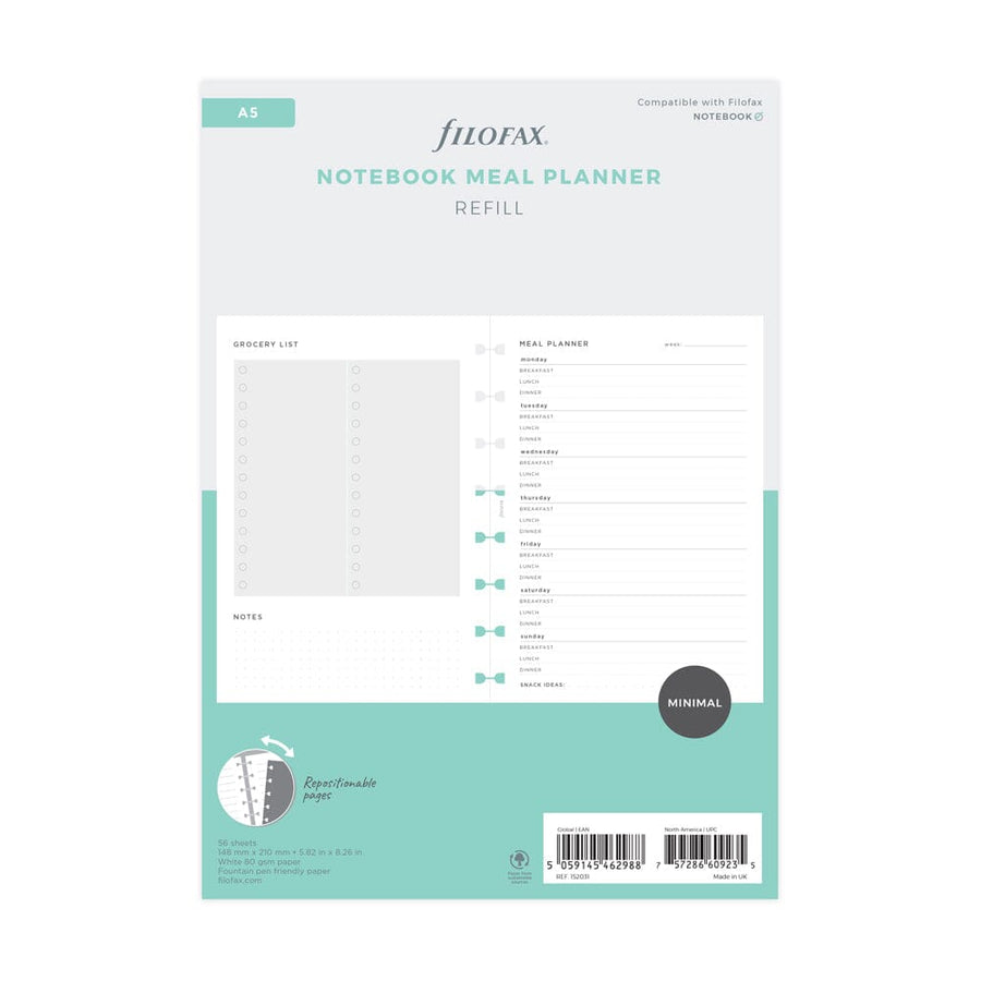 Filofax Notebook A5 Meal Planner Refill 