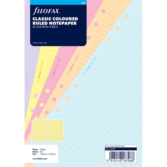 Filofax A5 Assorted Colour Notepaper Refill