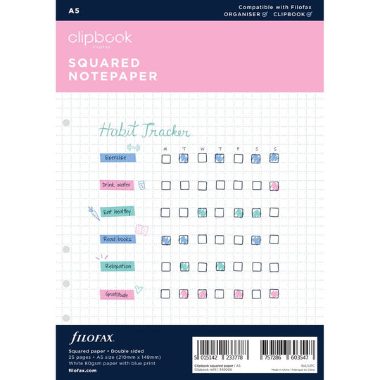 Filofax Clipbook A5 Notes Square Refill