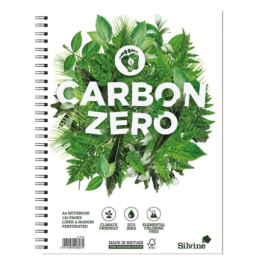 Silvine Carbon Zero Twin Wire Notebook A4+ 120 Pages Ruled with Margin
