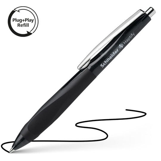 Schneider Ballpoint Pen Haptify Medium Black Ink Black Barrel