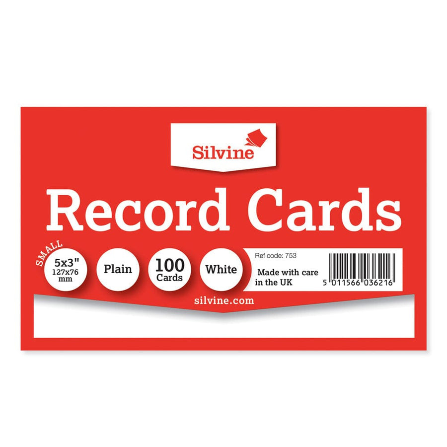 Silvine Record Cards 5x3 Plain
