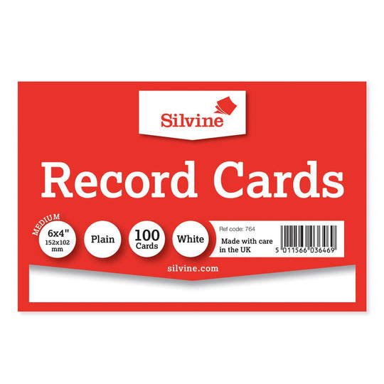 Silvine Record Cards 6x4 Plain