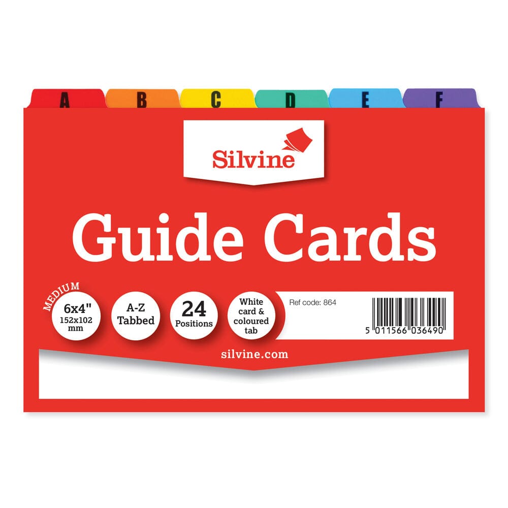 Silvine Guide Cards 6x4 A-Z Coloured Tabs