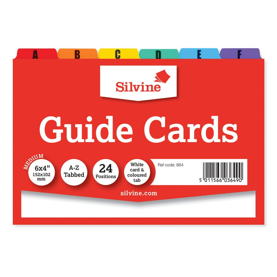 Silvine Guide Cards 6x4 A-Z Coloured Tabs