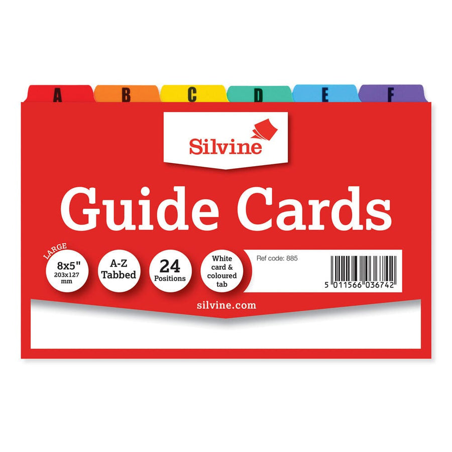 Silvine Guide Cards 8x5 A-Z Coloured Tabs