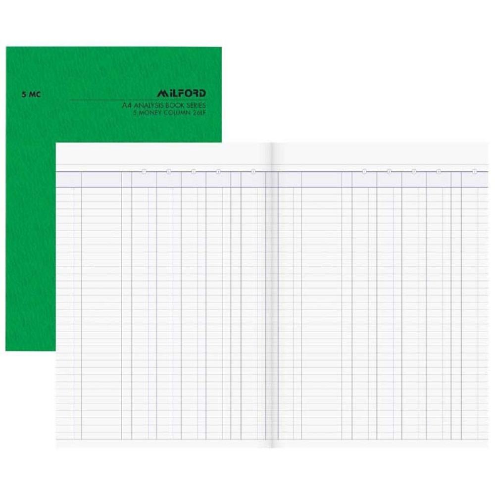 Milford FSC Mix 70% A4 5 Money Column 26 Leaf Limp Analysis Book