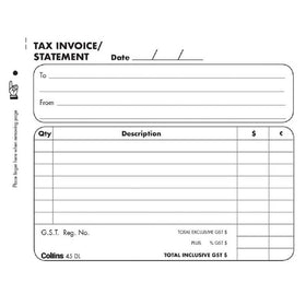 Collins Tax Invoice 45DL No Carbon Required