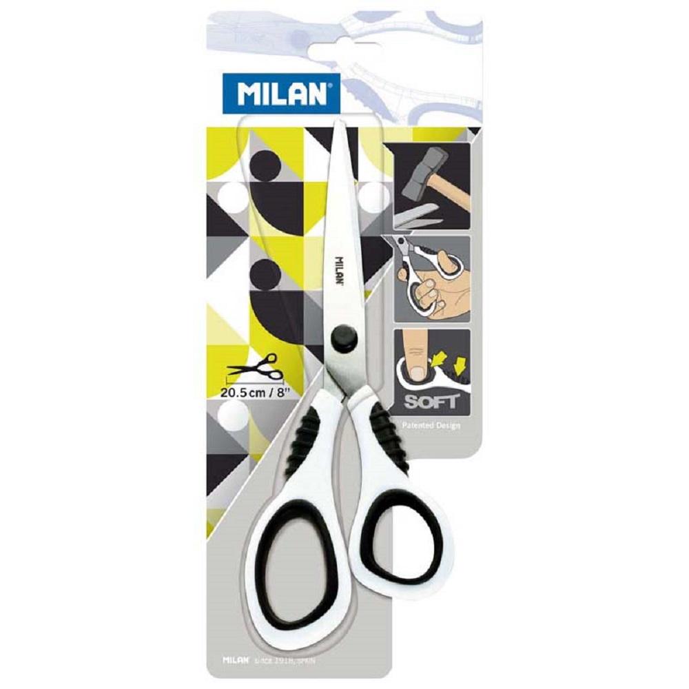 Milan Office Scissors Black On White 205mm 8 Inch