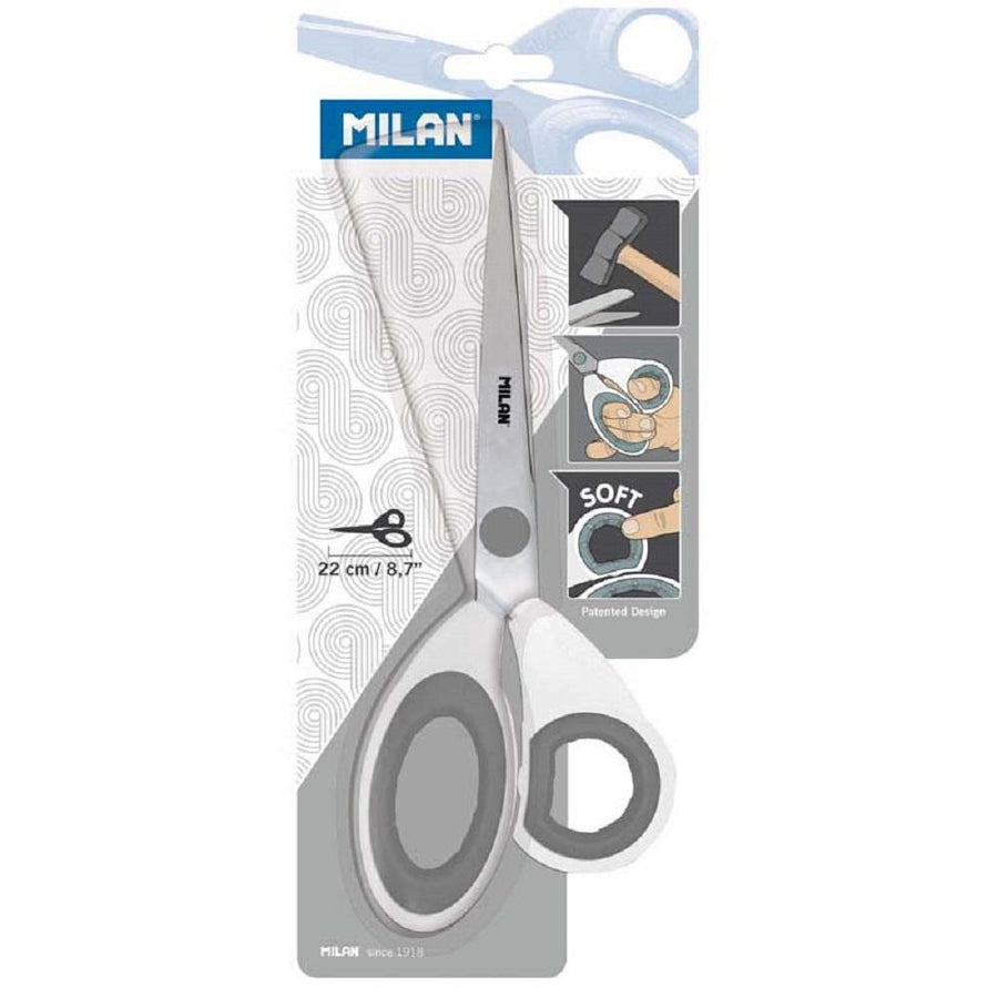 Milan Office Scissors Grey On White 220mm 8.7 Inch