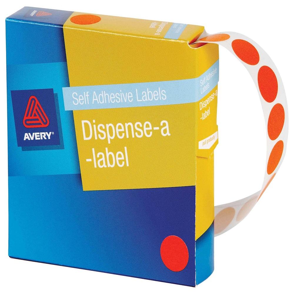Avery Label Dispenser DMC14O Orange Round 14mm 1050 Pack