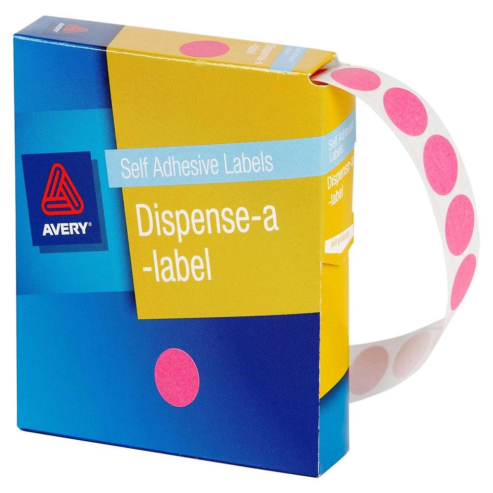 Avery Label Dispenser DMC14P Pink Round 14mm 1050 Pack