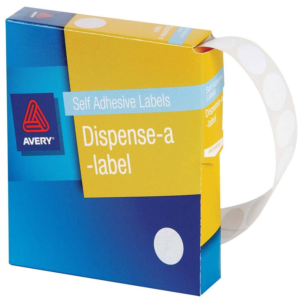 Avery Label Dispenser DMC14W White Round 14mm 1200 Pack