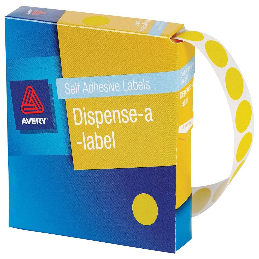 Avery Label Dispenser DMC14Y Yellow Round 14mm 1050 Pack